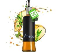 KADAX Vinegar Dispenser, Glass White Vinegar Bottle with Nozzle for Cooking, Kitchen Liquid Dispenser, Airtight Container for Vinegar (280 ml, Black)