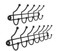 Kadax Wall Coat Rack, Coat Hooks, Hook Rail, Double Hooks, Coat Hooks, Rail, Wall Hooks Made Of Steel, (Set Of 2: 7 And 5 Hooks)