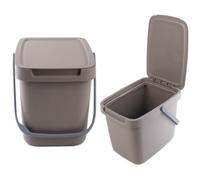 Kadax Waste Bin With Lid And Handle, Plastic Waste Bin, Waste Separation Rubbish Bin, Rectangular Waste Bin With Lid (Brown, 6L)