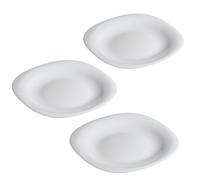 Kadax White Dessert Plates, Dishwasher Safe Plate Set, Reinforced Glass Cake Plates, Modern Breakfast Plates, (White, 3 Pieces)