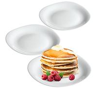 KADAX White Dinner Plates, Dishwasher Ggee Plate Set, Reinforced Glass Dinner Plates, Modern Tableware for Home and Restaurant (White/3 Pieces)