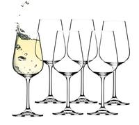 KADAX White Wine Glasses, Crystal Wine Glasses with Long Stem, Timeless Glassware for Wedding, Birthday, Luminous Wine Glasses, Elegant Glassware (Set of 6, 360ml)