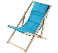 Kadax Wooden Deck Chair, Foldable Lawn Chair, Beech Wood Sun Lounger For Garden, Beach, Balcony (With Headrest, Blue)