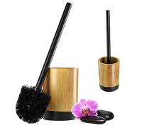 KADAX Wooden Pattern Toilet Brush Holder Polyresin Toilet Brush with Removable Handle, Toilet Brush for Bathroom and Guest Toilet (Wood Black)