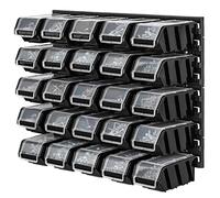 KADAX Workshop Shelf, 58 x 39 cm, Tool Wall Shelf, UV-Resistant Storage System, Expandable Wall Plates, Garage (Black, 25 Pieces)