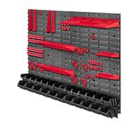 Kadax Workshop Wall Shelf, 116 X 78 Cm, Storage System Made Of Plastic, Shelf, Expandable Wall Plates, (Red & Black, 70 Pieces)
