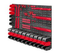 Kadax Workshop Wall Shelf, 116 X 78 Cm Storage System Made Of Plastic, Uv-Resistant Workshop Shelf, (Red And Black, 80 Pieces)