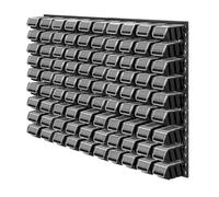 Kadax Workshop Wall Shelf, 116 X 78 Cm, Storage System Made Of Plastic, Wall Plates, Chute Shelf For Garage, (Black, 90 Pieces)