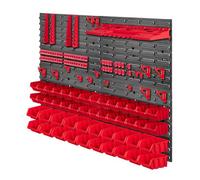 Kadax Workshop Wall Shelf, 116 X 78 Cm, Storage System Made Of Plastic,workshop Shelf, Expandable Wall Plates, Red, 89 Pieces