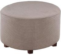 KaDdu Round Ottoman Cover Stretch Storage Round Ottoman Slipcover Jacquard Folding Storage Round Ottoman Cover Footrest Stool Slipcover Footstool Protector Cover with Elastic Bottom 30 * 17in taupe
