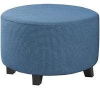 KaDdu Round Ottoman Cover Stretch Storage Round Ottoman Slipcover Jacquard Folding Storage Round Ottoman Cover Footrest Stool Slipcover Footstool Protector Cover with Elastic Bottom 30 * 17in blue