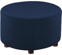 KaDdu Round Ottoman Cover Stretch Storage Round Ottoman Slipcover Jacquard Folding Storage Round Ottoman Cover Footrest Stool Slipcover Footstool Protector Cover with Elastic Bottom 30 * 17in navy
