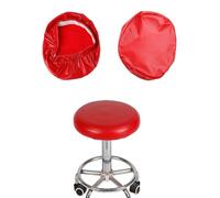 KaDdu Stool Cover Round PU Leather Bar Stool Seat Cover, Waterproof Bar Stool Cover with Elastic Strap Anti-Slip 2pc red