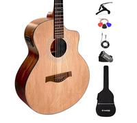 Kadence Electric Acoustic Guitar A06EQN (Ash Wood) - Semi Acoustic Guitar with Pickup, Inbuilt Tuner, Capo, Strings, Picks, Strap, Cable and Padded bag - Electro Guitars for Beginners & Professionals