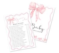 Kaderas Baby Shower Game Cards for 25 Guests, Guess Who Mummy or Daddy, Pink Bow Design