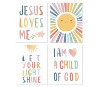 Kaderas Bible Verse Poster Prints Boho Style Wall Art Decor for Room Bedroom Nursery, Christian Inspirational Gifts for Teen Kids, 4 PCS, 8x10