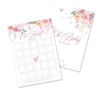 Kaderas Bingo Baby Shower Game Cards for 25 Guests, Baby in Bloom Wild Floral Design