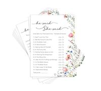Kaderas Hen Party Games Cards, He Said she Said Funny Party Accessories, 30 Bridal Shower Games Cards (Wild Flower)