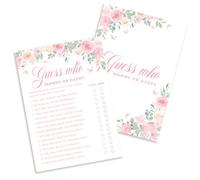 Kaderas Mommy or Daddy Baby Shower Game Cards for 25 Guests, Baby in Bloom Pink Floral Design