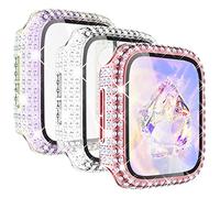 KADES 3-Pack Bling Cases Compatible for Apple Watch Case 41mm with Built-in Screen Protector for Apple Watch Series9 Series8 Series7 (41mm, Pink/Iridescent/Clear)