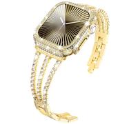 KADES Band with Case Compatible with Apple Watch Series 9 8 7 45 mm/41 mm Series 6 5 4 SE SE2022 44 mm/40 mm Series 3 2 1 42 mm/38 mm, Sparkling Bling Diamond Bands with Full Diamonds Case, Shinystone