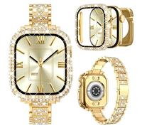 KADES Band with Case for Apple Watch Women, 2-in-1 Rhinestone Bracelet Full Protective Cover Set Compatible with iWatch Series 11 10 9 8 7 6 46mm 45mm 44mm 42mm 41mm 40mm, Mother‘s Day Gift for Mom