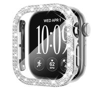 KADES Bling Case for Apple Watch 42mm with Built-in Screen Protector Women | PC+Electroplated, Tempered Glass, Shockproof Bumper, Sparkling Rhinestones Gift, for iWatch Series 12 (42mm, Silver)