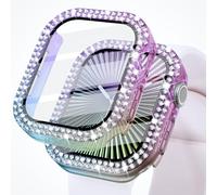 KADES Bling Case for Apple Watch with Built-in Screen Protector, Sparkling Rhinestone Protective Cover Compatible with Apple Watch Series SE3 SE2 6 5 4 SE (44mm, Iridescent)
