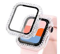 KADES Compatible for Apple Watch Screen Protector 40mm SE Series 6 5 4, Lady Shiny accessories Diamond Cover with Tempered Glass Screen Protector for iWatch Protector Case 40mm SE Series 6 5 4, Clear