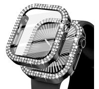 KADES Compatible for Apple Watch Screen Protector 41mm Series 8 7,Lady Shiny Accessories Diamond Cover with Tempered Glass Screen Protector for iWatch Case Protector 41mm Series 8 7,Black