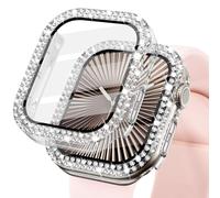 KADES Compatible for Apple Watch Screen Protector 45mm Series 8 7,Lady Shiny Accessories Diamond Cover with Tempered Glass Screen Protector for iWatch Case Protector 45mm Series 8 7,Clear