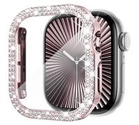 KADES Compatible for Apple Watch Series 10 Bling Protective Case with NO Black-Edged Built-in Screen Protector for Apple Watch 46mm, Original Pink