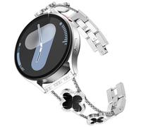 KADES Compatible for Samsung Galaxy watch Strap, 20mm Women Lucky Clover Metal Bracelet Replacement Band for Galaxy Watch 7/6/5/4/FE/Active/Active 2 40mm 44mm, Classic 6 47mm 43mm, Silver