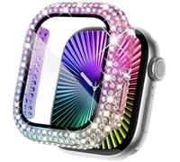 KADES Compatible with Apple Watch Series 11 10 46mm, Bling Full Diamond Rhinestone Protective Case with Built-in Screen Protector, Sparkling iWatch Protective Bumper Cover, Iridescent