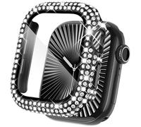 KADES Compatible with Apple Watch Series 11 10 46mm, Bling Full Diamond Rhinestone Protective Case with Built-in Screen Protector, Sparkling iWatch Protective Bumper Cover, Black