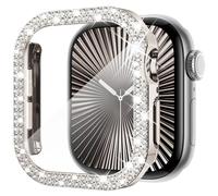 KADES Compatible with Apple Watch Series 11 10 46mm, Double Row Diamond Bling Case with Built-in Screen Protector (No Black Edge), Sparkling Rhinestone Protective Cover, Starlight