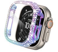 KADES Compatible with Apple Watch Ultra 3 2 1 49mm Case, Full Diamond Bling Protective Bumper with Tempered Glass Screen Protector, Luxury Sparkly Cover for Women, Iridescent