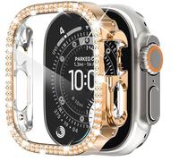 KADES Compatible with Apple Watch Ultra 3 2 1 49mm with Screen Protector, Double Rows Diamonds Bling Case with Tempered Glass Film, Shiny Hard PC Screen Protector, Rose Gold