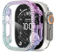 KADES Compatible with Apple Watch Ultra 3 2 1 49mm with Screen Protector, Double Rows Diamonds Bling Case with Tempered Glass Film, Shiny Hard PC Screen Protector, Iridescent