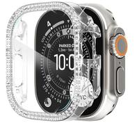 KADES Compatible with Apple Watch Ultra 3 2 1 49mm with Screen Protector, Double Rows Diamonds Bling Case with Tempered Glass Film, Shiny Hard PC Screen Protector, Clear