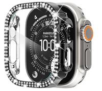 KADES Compatible with Apple Watch Ultra 3 2 1 49mm with Screen Protector, Double Rows Diamonds Bling Case with Tempered Glass Film, Shiny Hard PC Screen Protector, Black