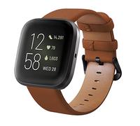 KADES Compatible with Fitbit Versa 2 strap, Classic Genuine Leather Replacement band with Quick Release Pin for FitbitVersa Lite Edition Men Women, Brown