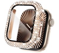 KADES Compatible with iWatch Accessories with Built-in Tempered Glass Screen Protector Bling Crystal Diamond Rhinestone Full Protective Bumper Cover for Women Man(40mm,Rose Gold)