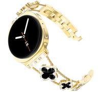 KADES Compatible with Samsung Galaxy Watch 8 Strap 40mm 44mm, Women Diamond Lucky Four-Leaf Clover Metal Link Bracelet Replacement Band for Galaxy Watch 8 Classic Strap 46mm(2025), Gold/Black
