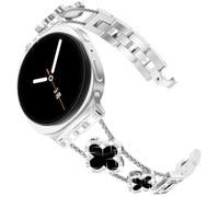 KADES Compatible with Samsung Galaxy Watch 8 Strap 40mm 44mm, Women Diamond Lucky Four-Leaf Clover Metal Link Bracelet Replacement Band for Galaxy Watch 8 Classic Strap 46mm(2025), Silver