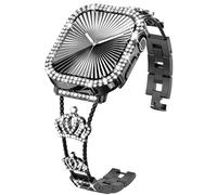 KADES Crown Bling Compatible Apple Watch Band for Women 38mm, Stainless Steel Crown Strap with Bling Case & Screen Protector, for Series 3/2/1, Dressy Jewelry Metal Band, Black