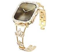 KADES Crown Bling Compatible Apple Watch Band for Women 40mm, Stainless Steel Crown Strap with Sparkly Bling Case & Screen Protector, for Series 6/5/4/SE, Dressy Jewelry Metal Band, Gold