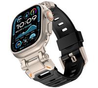 KADES Durable FKM Band Designed for Apple Watch Ultra 2/Ultra 49mm for Men, Rugged FKM with Stainless Steel Connector for iWatch Series 10/9/8/7/6/5/4/SE/3/2/1 46mm/45mm/44mm/42mm