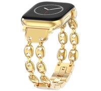 KADES Marina Chain Style Metal Band Compatible with Apple Watch 38mm/40mm/41mm/42mm, Elegant Stainless Steel Replacement Band for Women, Fit for iWatch Series 1-10, SE, Gold
