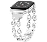 KADES Marina Chain Style Metal Band Compatible with Apple Watch 42mm/44mm/45mm/46mm/49mm, Elegant Stainless Steel Replacement Band for Women, Fit for iWatch Series 1-10, SE, Ultra, Silver